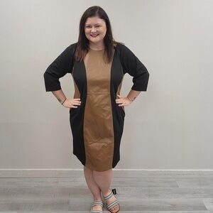 Addison Brown & Black Sheath Dress - Size 18